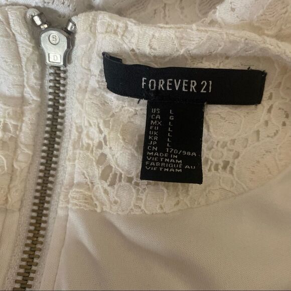 FOREVER21 knit Sleeveless white blouse double layer lace - Picture 10 of 14